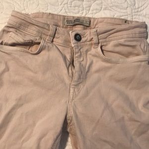 Blush colored Zara skinny jeans